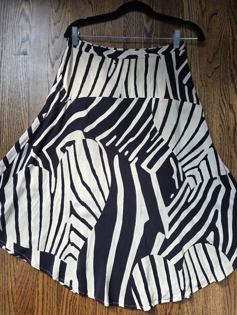 Anthropologie Maeve Navy & Ivory Abstract Zebra Print Midi Skirt Size S